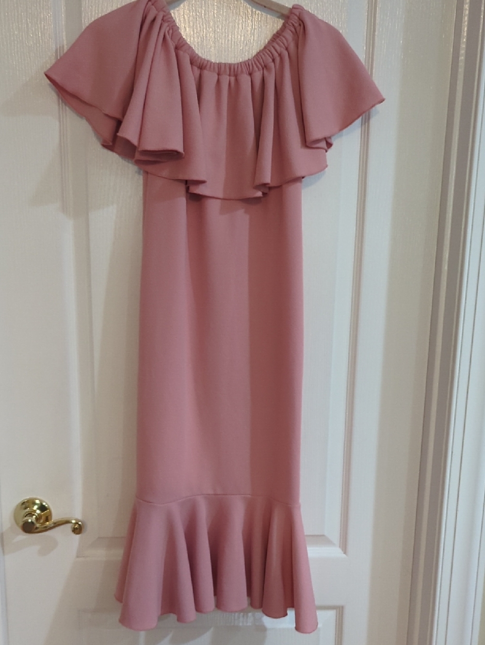 LuLaRoe Cici Soft Pink Ruffle Off-Shoulder Dress Sz XXS